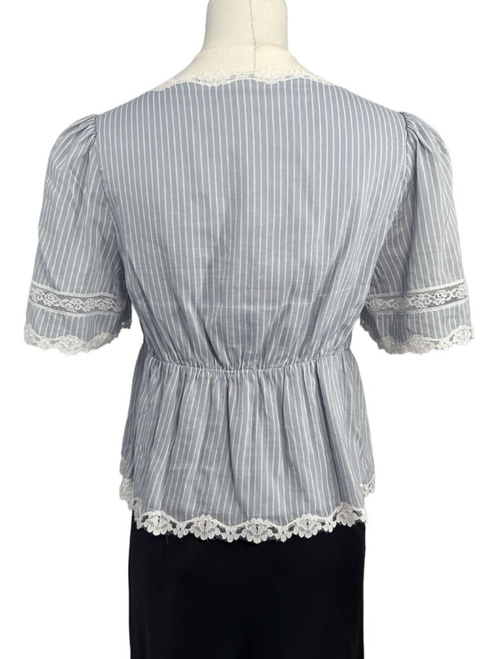 Reformation Margot Top Bueno Stripe Blue White Striped Peplum Blouse XS - Picture 3 of 8